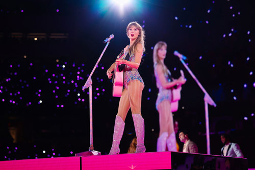 Taylor Swift performing at The Eras Tour.