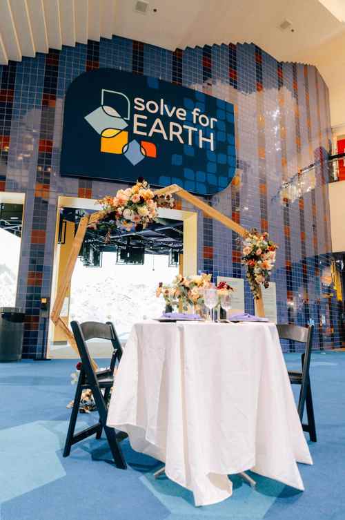 A wedding setup in the Lower Level.